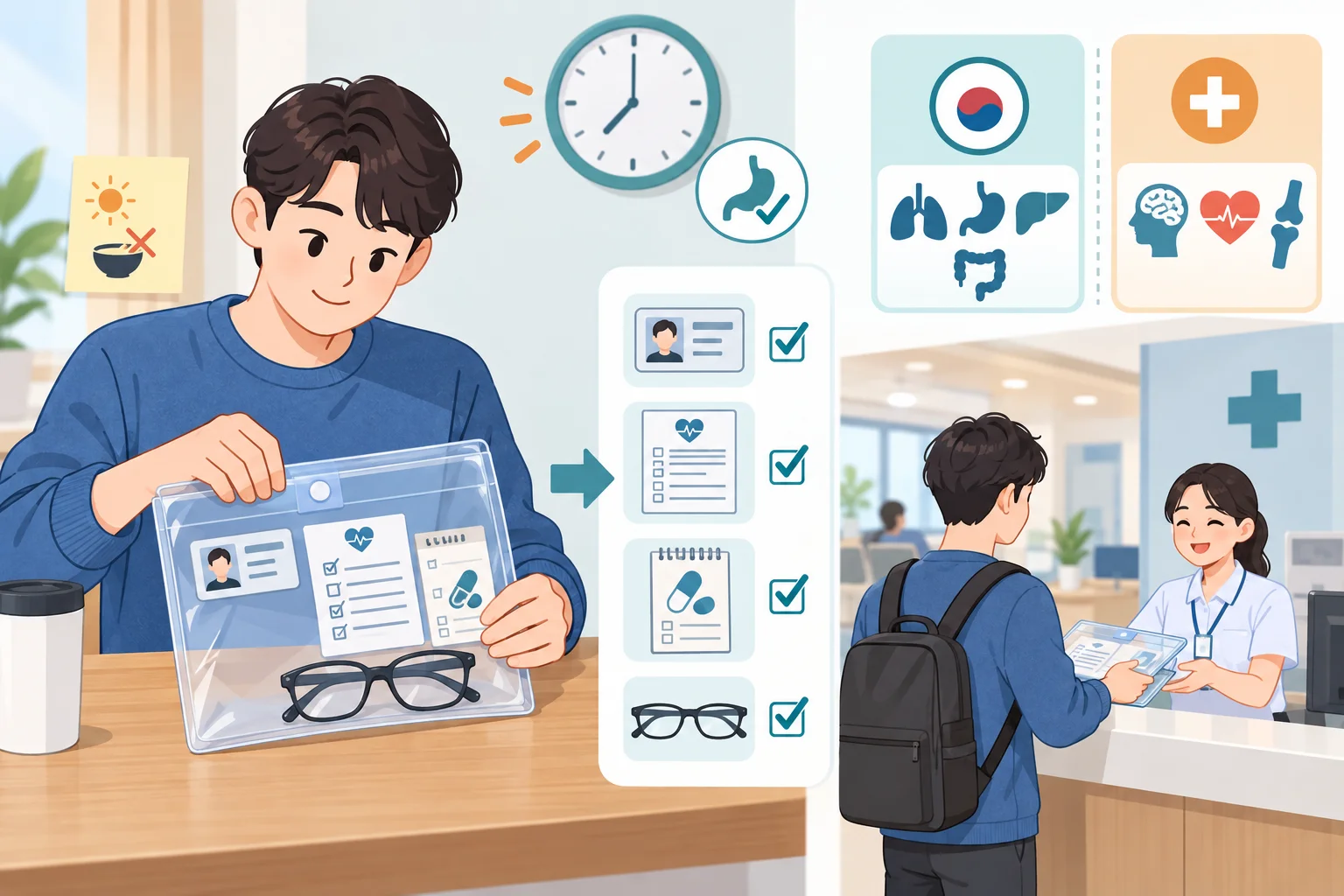 국가건강검진 예약부터 당일까지: 검진기관 선택·비용·8시간 공복 체크 본문 이미지