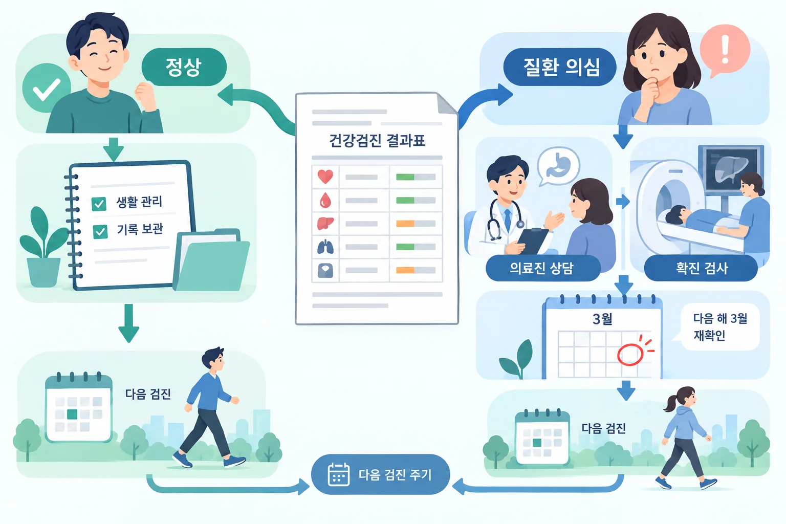 국가건강검진을 받기 전부터 결과 확인까지: 대상·항목·예약·후속검사 안내 본문 이미지