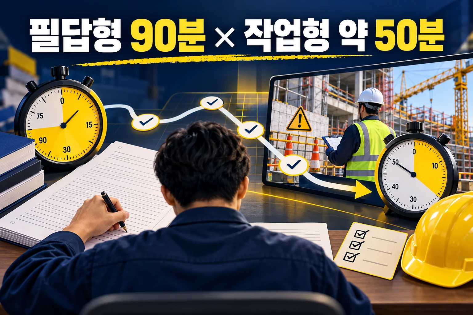 건설안전기사 실기는 어떻게 나눠 준비할까? 90분 필답형과 약 50분 작업형