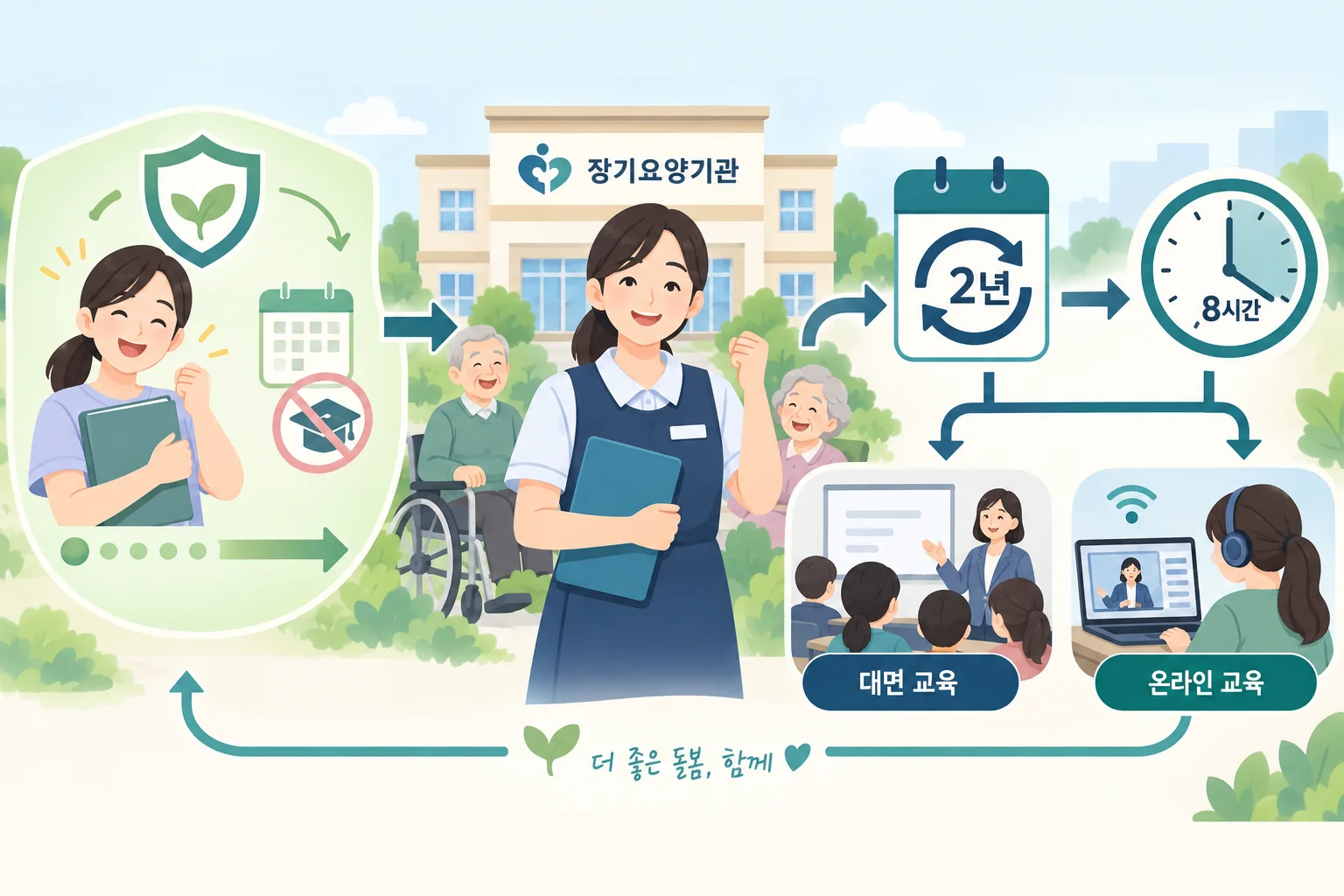 시설과 재가에서 요양보호사가 하는 일: 업무 범위와 취업 후 보수교육 본문 이미지